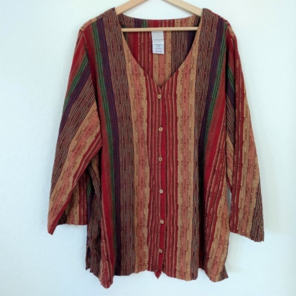 Roaman's Button Tunic Blouse Top